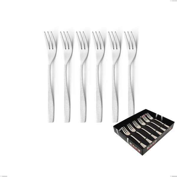 Infinity la Divina Set of 6 Dessert Forks in Showcase Packaging, Polished 18/10 Stainless Steel with Laser Engraving, 2.5 mm Thickness