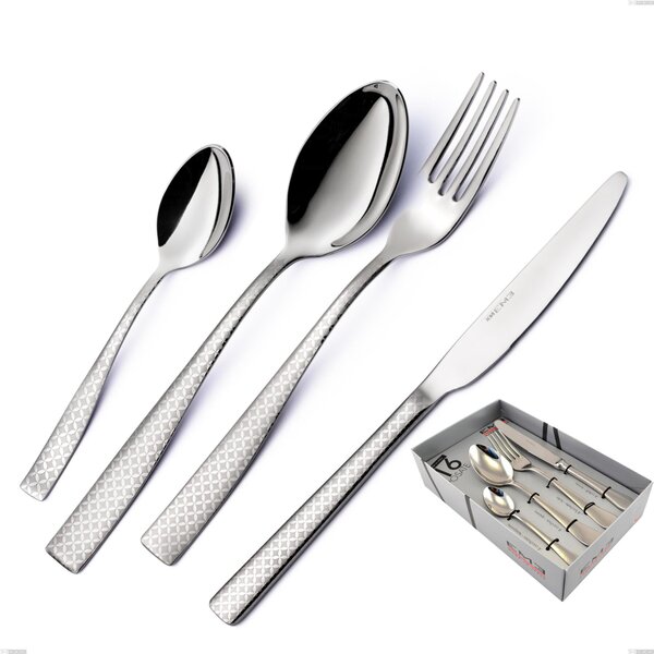 Infinity Monogran 16-piece cutlery set in display box, 18/10 Stainless Steel (aisi 304) with laser engraving, 2.5 mm thickness