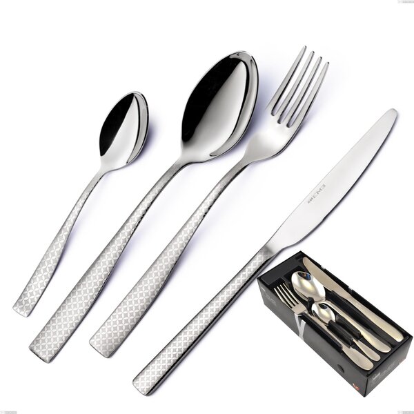Infinity Monogran 24-piece cutlery set in space-saving packaging, 18/10 Stainless Steel (aisi 304) with laser engraving, 2.5 mm thickness