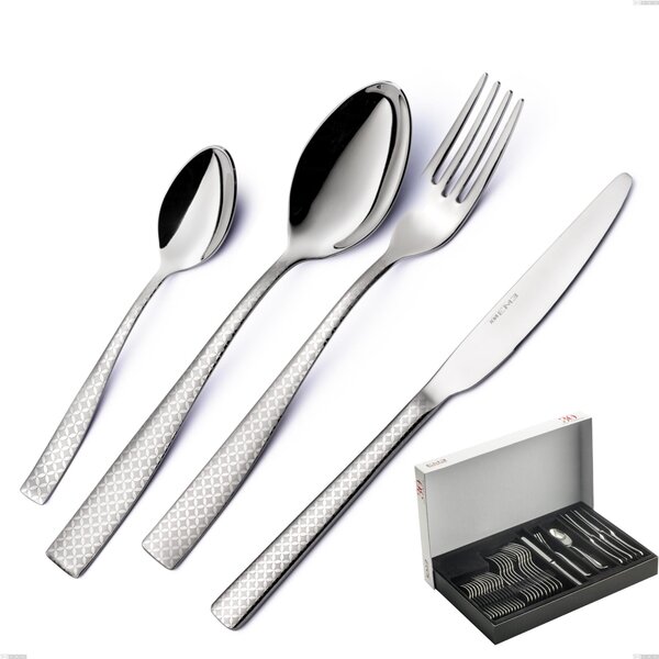 Infinity Monogran 30 Piece Cutlery Set in Panoramic Packaging, 18/10 Stainless Steel (aisi 304) with Laser Engraving, 2.5 mm Thickness