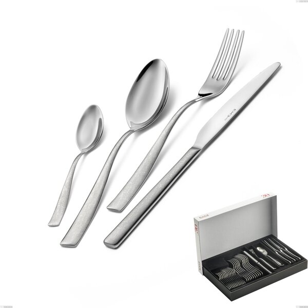 Infinity la Divina 30-piece Cutlery Set in Panoramic Packaging, Polished 18/10 Stainless Steel with Laser Engraving, 2.5 mm Thickness