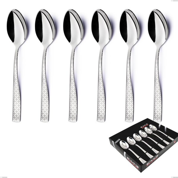 Set of 6 Infinity Monogran Coffee Spoons in Display Case, 18/10 Stainless Steel (aisi 304) with Laser Engraving, 2.5 mm Thickness