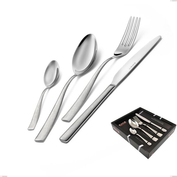 Infinity la Divina 24 Piece Cutlery Set in Showcase Box, 18/10 Polished Stainless Steel with Laser Engraving, 2.5 mm Thickness