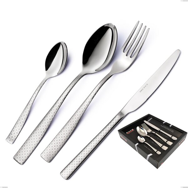 Infinity Monogran 24 Piece Cutlery Set in Display Case, 18/10 Stainless Steel (aisi 304) with Laser Engraving, 2.5 mm Thickness