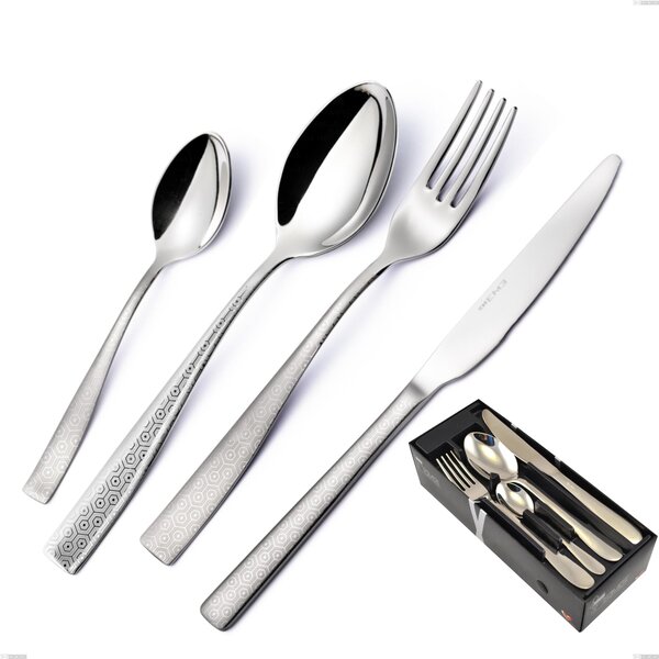 Infinity Seamless 24-piece Cutlery Set in Space-saving Packaging, 18/10 Stainless Steel (aisi 304), Laser Engraving, 2.5 mm Thickness