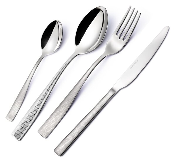 Infinity Seamless 30 Piece Cutlery Set in Panoramic Packaging, 18/10 Stainless Steel (aisi 304) with Laser Engraving, 2.5 mm Thickness