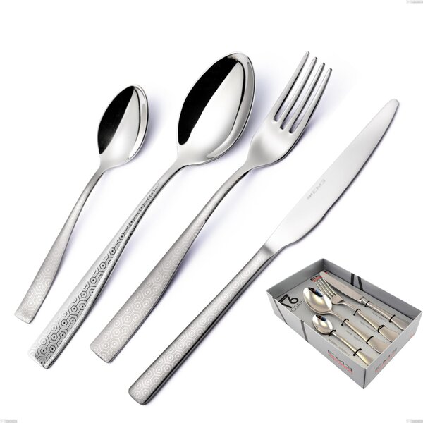 Infinity Seamless 16-Piece Cutlery Set in Showcase Packaging, 18/10 Stainless Steel (aisi 304), Laser Engraving, 2.5 mm Thickness