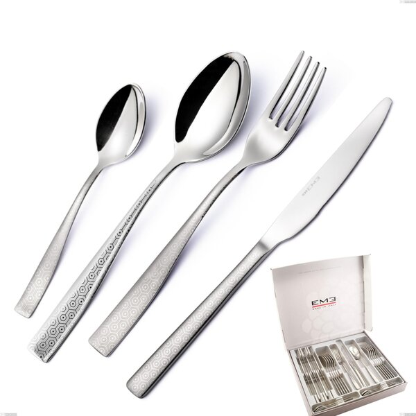 Infinity Seamless 24 Piece Cutlery Set in Box, 18/10 Stainless Steel (aisi 304), Laser Engraving, 2.5 mm Thickness