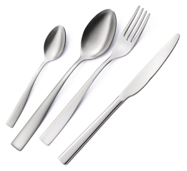 Infinity Sandblasted 24 Piece Cutlery Set in Space-Saving Packaging, 18/10 Stainless Steel (aisi 304) with Laser Engraving, 2.5 mm Thickness