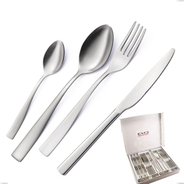 Infinity Sandblasted 24 Piece Cutlery Set in Box, 18/10 Stainless Steel (aisi 304), 2.5 mm Thickness with Laser Engraving