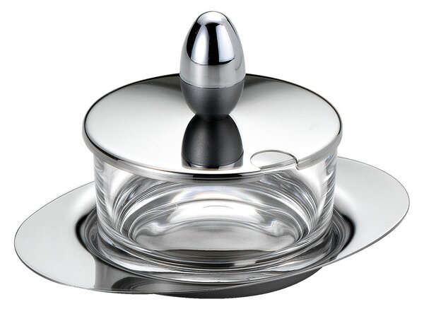 JOINT Oval Cheese Dish in Polished Steel with Crystalline Glass Container