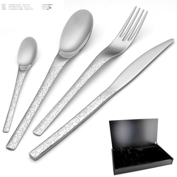 JOY TRIANGLE 24 Piece Cutlery Set in Polished 18/10 Stainless Steel 2 mm Thickness with Wooden Case