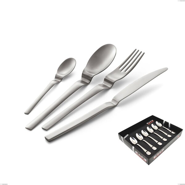 Set of 6 Joy Up 2.00 mm Moka Spoons, 18/10 Frosted Stainless Steel, 2.00 mm Thickness, in Display Box, 18/10 Stainless Steel (AISI 304)