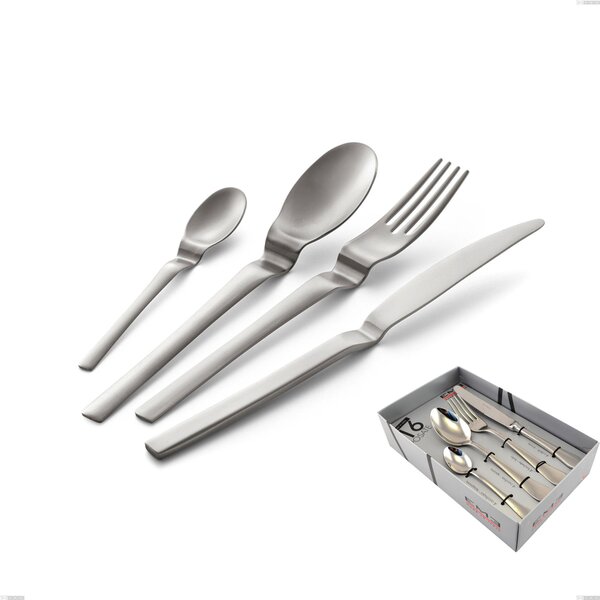 Joy Up 2.00 mm 18/10 Sandblasted Stainless Steel Cutlery Set 16 Pieces in Display Box, 2.00 mm Thickness, 18/10 Stainless Steel (AISI 304)