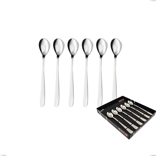 Showcase Box 6 Pieces Katya Drink Spoons, Stainless Steel AISI 304 Polished Cutlery, 2 mm Thickness