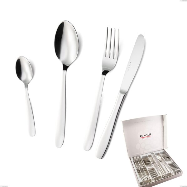 24 Piece Katya Cutlery Set in Presentation Box, Economical Knife, AISI 304 Stainless Steel Polished Cutlery, 2mm Thickness