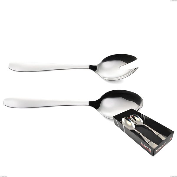 Katya 2-piece salad set in showcase packaging, Polished Aisi 304 stainless steel cutlery, 2 mm thickness