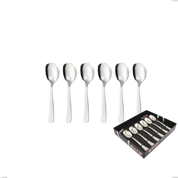 Set of 6 Katya Ice Cream Spoons in Showcase Packaging, Polished AISI 304 Stainless Steel Cutlery, 2 mm Thickness