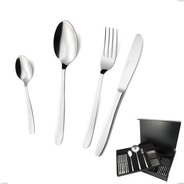 75-Piece Katya Cutlery Set in Wooden Box, Mensa, Stainless Steel AISI 304, Polished Cutlery, 2 mm Thickness
