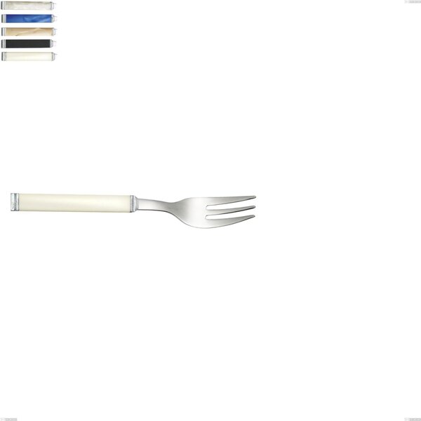 Kilim Dessert Fork, 18/10 AISI 304 Polished Stainless Steel with Pearly Acrylic Handle, Length 161 mm