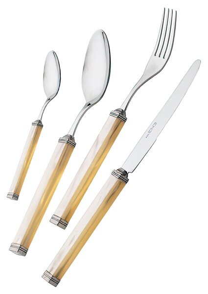 KILIM 18/10 Colourful Cutlery Set 24 Pieces with Square Handles and Satin Ferrules in Wooden Case