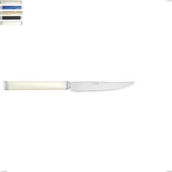 Kilim Steak Knife, 18/10 AISI 304 Polished Stainless Steel with Pearl Acrylic Handle, Length 228 mm