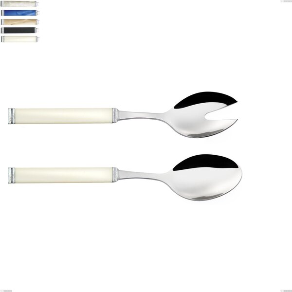 Kilim Salad Pair, 18/10 AISI 304 Polished Stainless Steel with Pearlescent Acrylic Handle, Length 242 mm