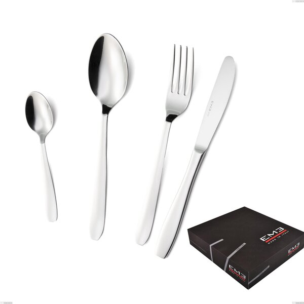 Katya 49 Piece Cutlery Set in Gift Box, Economical Knife, Polished Stainless Steel AISI 304, 2 mm Thickness