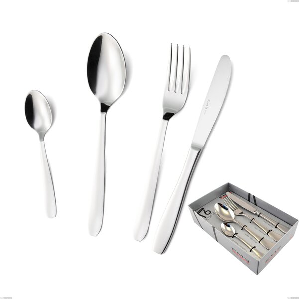 16-Piece Katya Cutlery Set in Showcase Packaging, Economical Knife, Stainless Steel AISI 304, Polished, 2mm Thickness