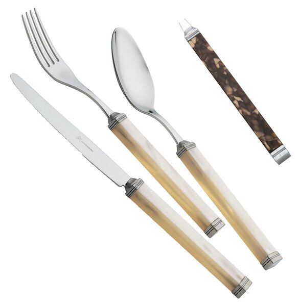 KILIM TARTARUGA 24-piece Colourful Cutlery Set 18/10 with Square Handles and Satin Rings in Showcase Packaging