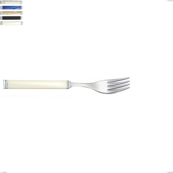 Kilim Table Fork, 18/10 AISI 304 Polished Stainless Steel with Pearly Acrylic Handle, Length 216 mm