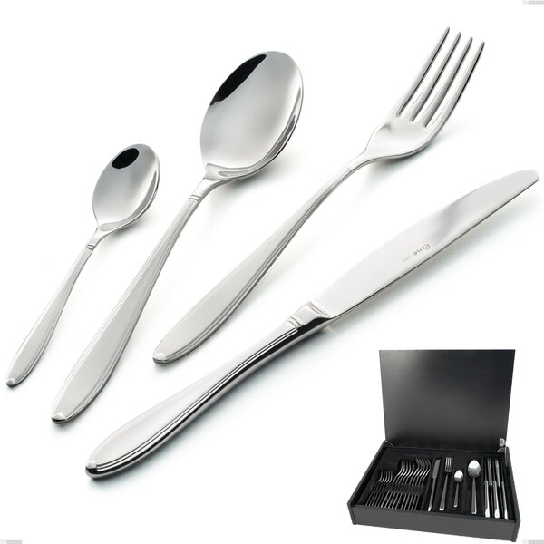 Kappa Sandblasted 24 Piece Cutlery Set in Wooden Case, 18/10 (AISI304), Thickness 2.5 mm