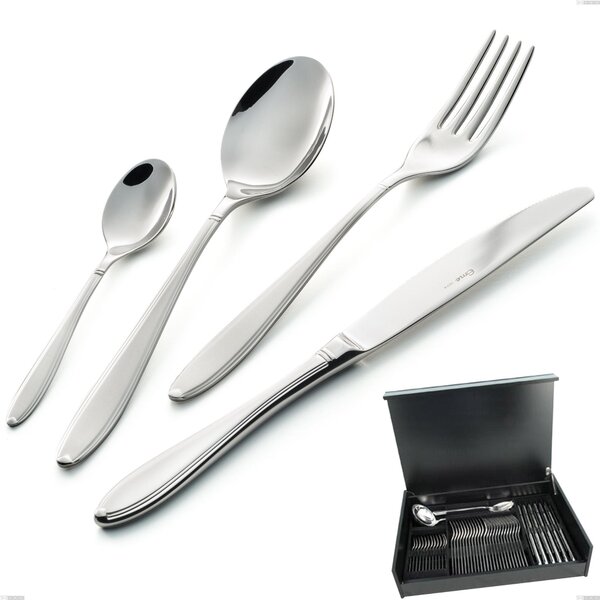 Kappa Sandblasted 51-Piece Cutlery Set in Wooden Case, 18/10 (AISI304), 2.5 mm Thickness
