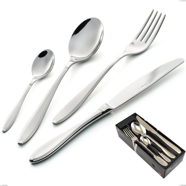 Kappa Sandblasted 24 Piece Cutlery Set in Space-Saving Packaging, 18/10 (AISI304), 2.5 mm Thickness