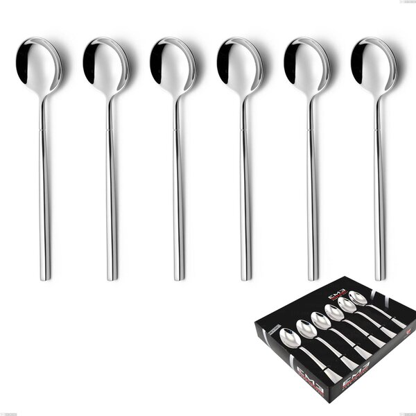 Kyoto 6 Coffee Spoons Set in Display Box, Polished Stainless Steel (Aisi 304)