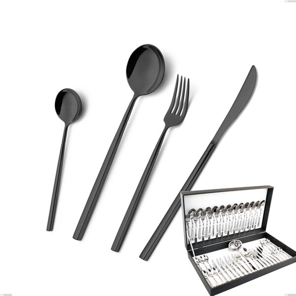 Kyoto Black 51-piece cutlery set in canteen box, Stainless Steel (Aisi 304) with polished PVD treatment