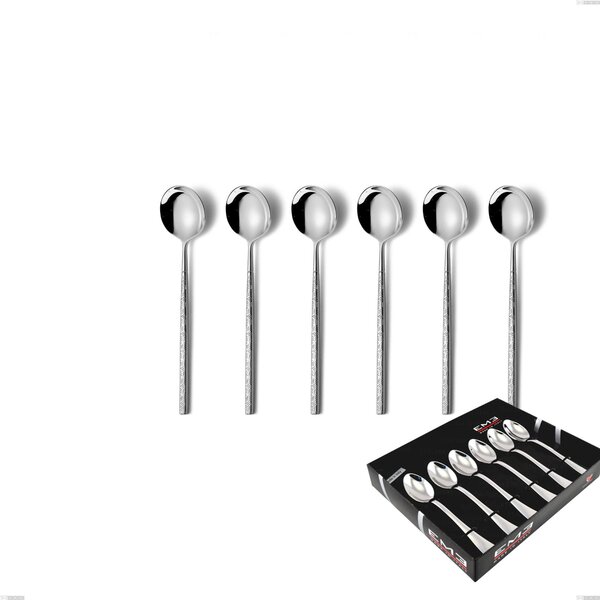 Set of 6 Kyoto Origami Coffee Spoons in Display Box, Polished Stainless Steel (Aisi 304)