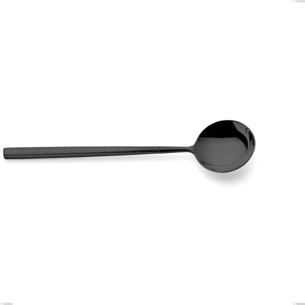 Kyoto Origami Black Table Spoon, Stainless Steel (Aisi 304) with Polished PVD Coating, Length 210 mm