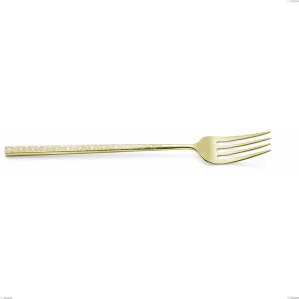 Kyoto Origami Tin Gold Serving Fork, Stainless Steel (Aisi 304) with Glossy Steel PVD Treatment, Length 247 mm