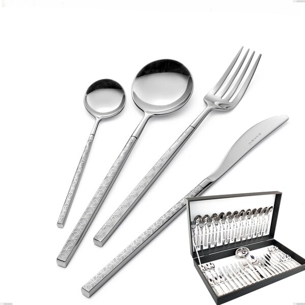 Kyoto Origami 51 Piece Cutlery Set in Canteen Box, Polished Stainless Steel (Aisi 304)