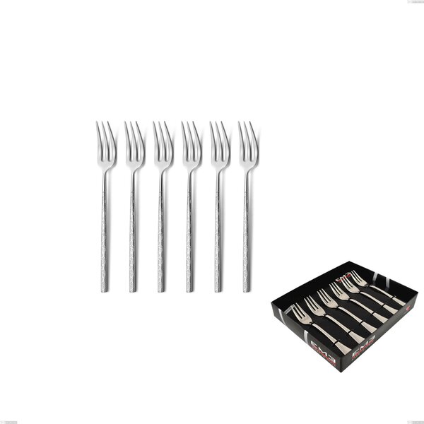 Set of 6 Kyoto Origami Dessert Forks in Display Case, Polished Stainless Steel (Aisi 304)