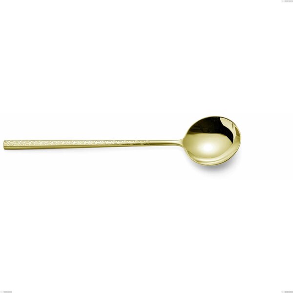 Kyoto Origami Tin Gold Serving Spoon, Stainless Steel (Aisi 304) with Polished Steel PVD Treatment, Length 238 mm