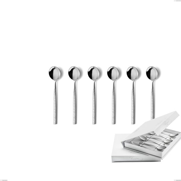 Set of 6 Kyoto Origami Moka Spoons in Book Closure Box, Polished Stainless Steel (Aisi 304)