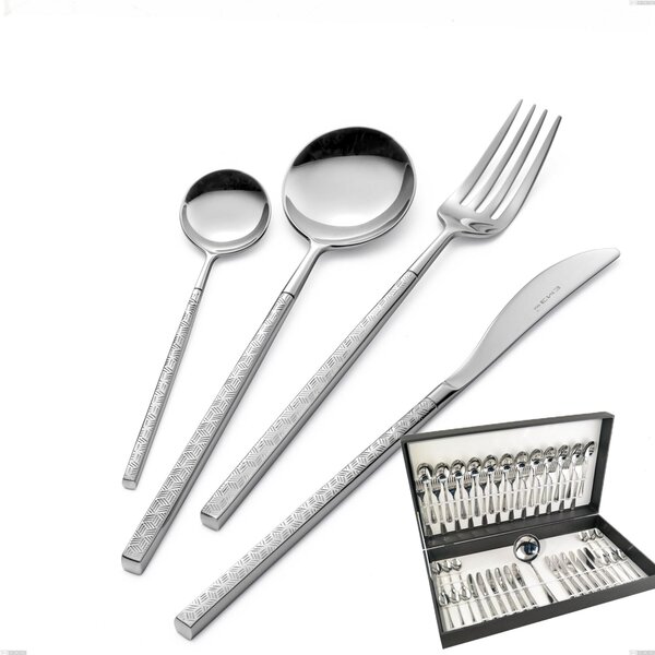 Kyoto Origami 49 Piece Cutlery Set in Canteen Box, Polished Stainless Steel (Aisi 304)