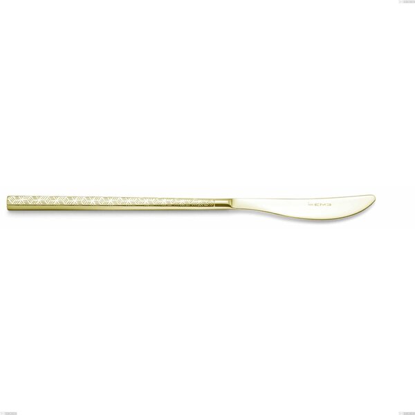 Kyoto Origami Tin Gold Table Knife, Stainless Steel (Aisi 304) with Polished Steel PVD Treatment, Length 229 mm