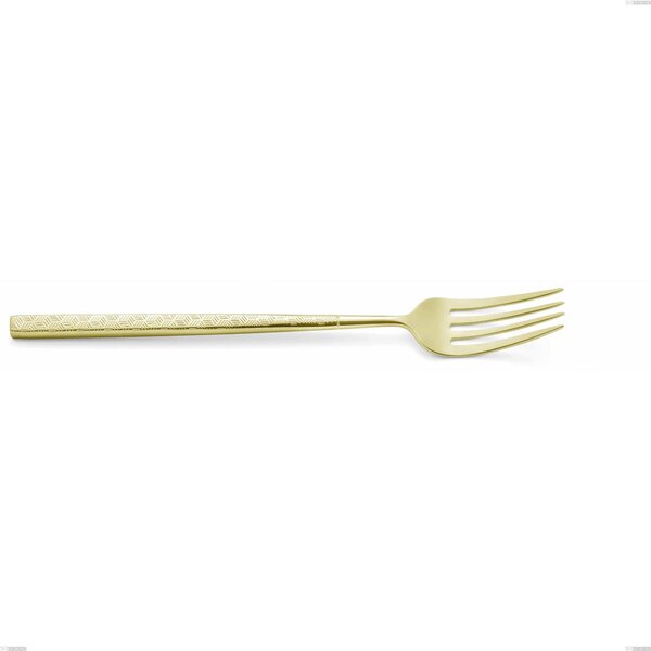 Kyoto Origami Tin Gold Table Fork, Stainless Steel (Aisi 304) with Polished Steel PVD Treatment, Length 218 mm