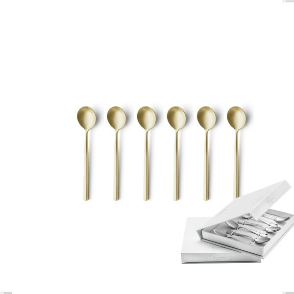 Set of 6 Kyoto Sandblasted Champagne Mocha Spoons in Book-Style Box, Sandblasted Stainless Steel (Aisi 304)