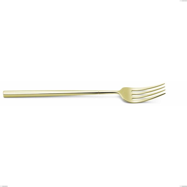 Kyoto Tin Gold Serving Fork, Stainless Steel (Aisi 304) with PVD Polished Steel Treatment, Length 247 mm