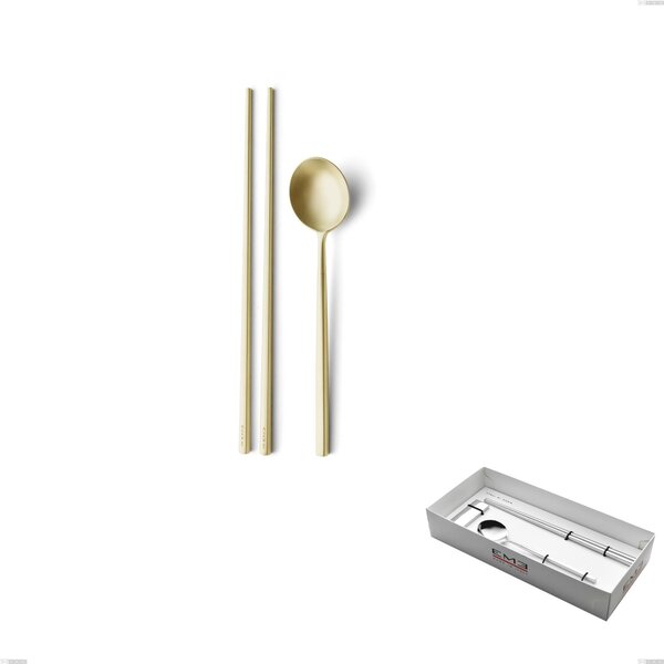 Sushi Cutlery Set for 1 Person in Kyoto Sandblasted Champagne Showcase Packaging, Sandblasted Stainless Steel (Aisi 304)