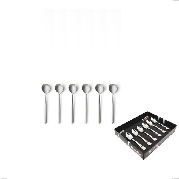 Set of 6 Kyoto Sandblasted Moka Spoons in Display Box, Sandblasted Stainless Steel (Aisi 304)